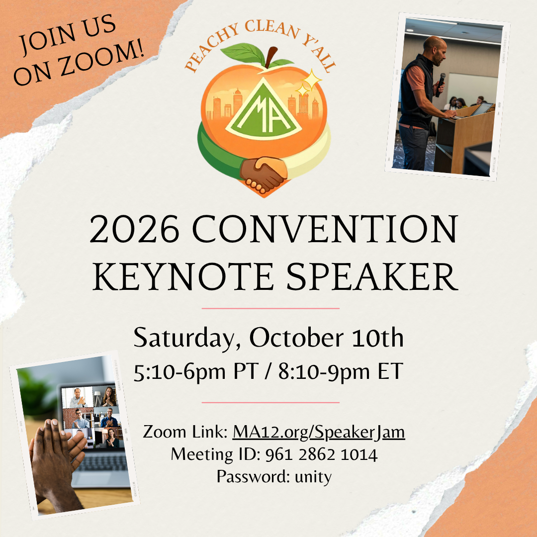 Join us on zoom! 2026 Convention Keynote Speaker Saturday, October 10th 5:10-6pm PT / 8:10-9pm ET Zoom Link: MA12.org/SpeakerJam Meeting ID: 961 2862 1014 Password: unity